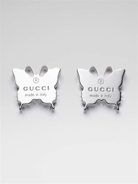 gucci silver floral earrings|Gucci silver butterfly earrings.